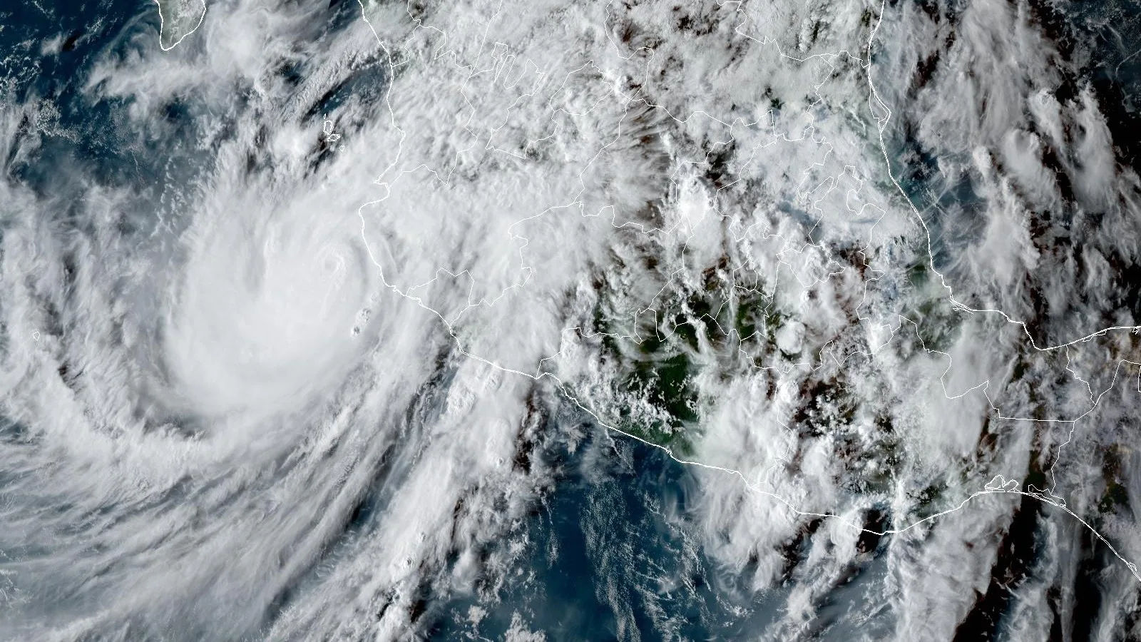 GOES-19 satellite image of Hurricane Simon off the coast of west-central Mexico on October 11, 2026