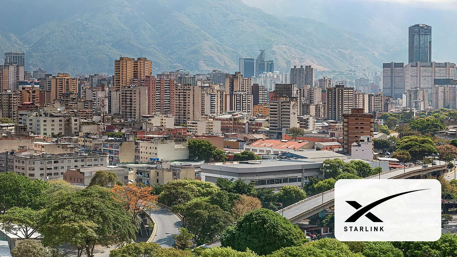 Caracas, Venezuela, with the Starlink logo